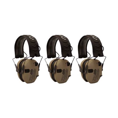 Angle. Walkers - Walker’s Razor Shooting Muffs (Distressed Flag) 3-Pack - Tan.