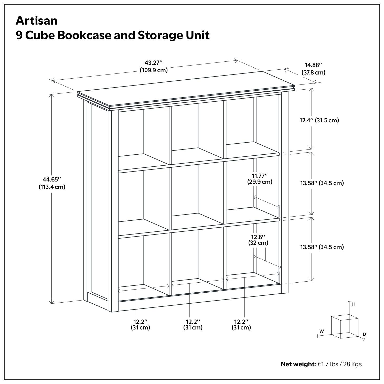 Simpli Home Artisan SOLID WOOD 45 inch x 43 inch Transitional 9 Cube  Bookcase and Storage Unit Black AXCART21-BL - Best Buy