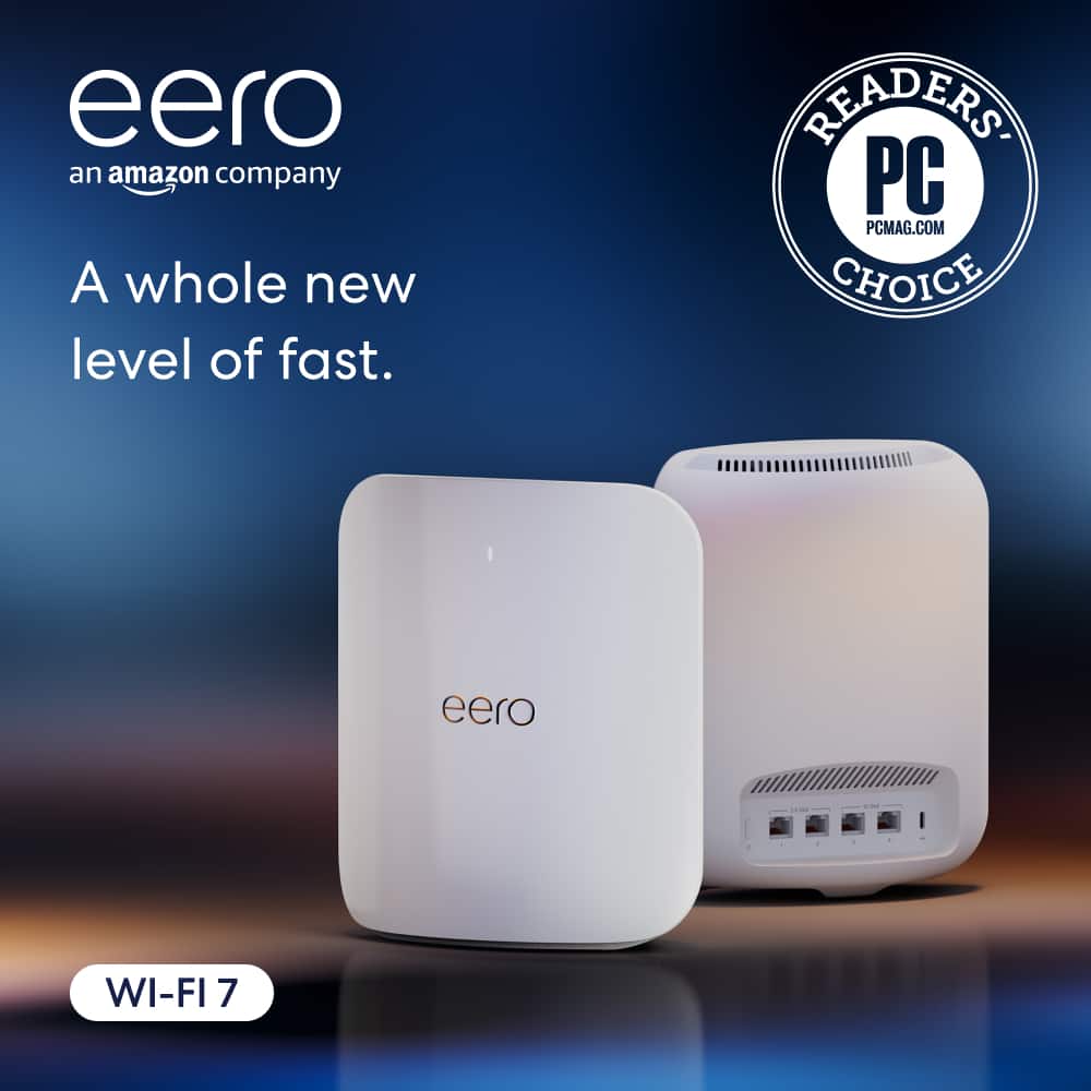 eero, an Amazon company, offers a whole new level of fast. The eero WI-FI 7 is a PCMAG.COM CHOICE.