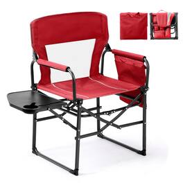 Winado - 1PC Camping Directors Chair Portable Folding with Side Table, Carry Bag for Outdoor Adults Camping Beach Fishing Picnic - Red