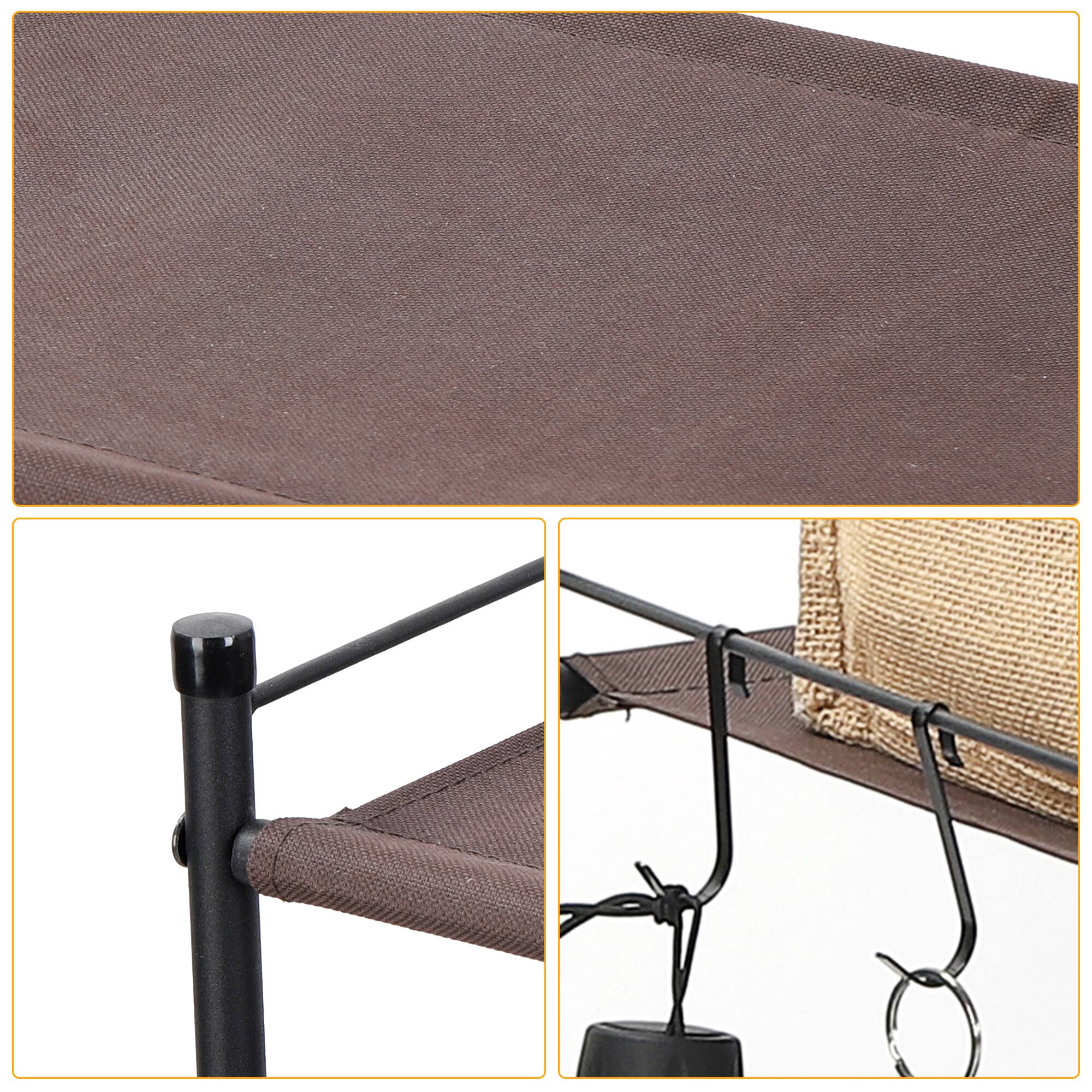 Alt View 1. Oumilen - 4-Tier Fabric Shoe Rack with Hooks, Brown - Black.