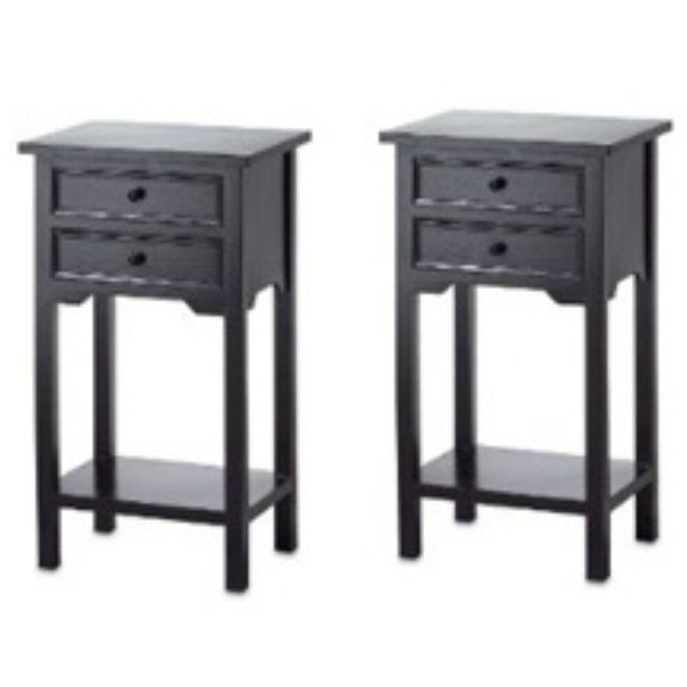 Front. Hivvago - Hivvago Set of 2 Nightstand Side Tables / End Table - Black.
