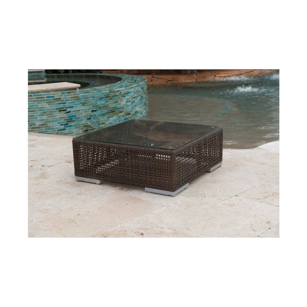 Left. Panama Jack Outdoor - Soho Coffee Table with Glass - Brown.