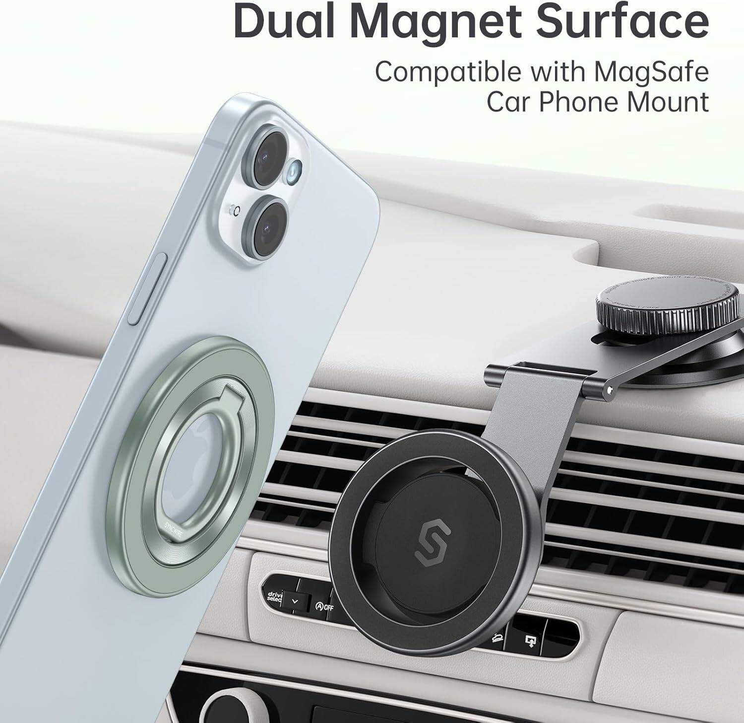 Dual Magnet Surface  
Compatible with MagSafe Car Phone Mount