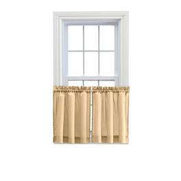 Ellis Curtain - Ellis Stacey Solid Color Window 1.5" Rod Pocket High Quality Fabric Tailored Tier Pair 56"x30" - Almond