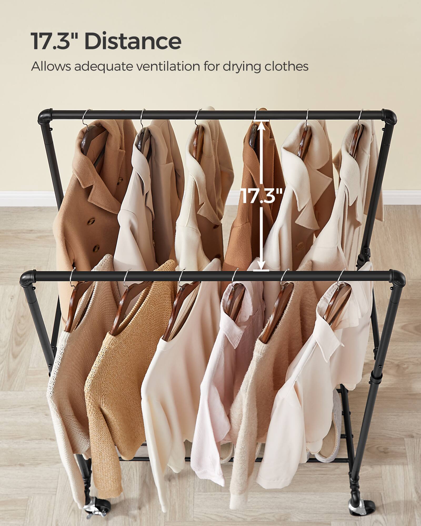 17.3" Distance  
Allows adequate ventilation for drying clothes