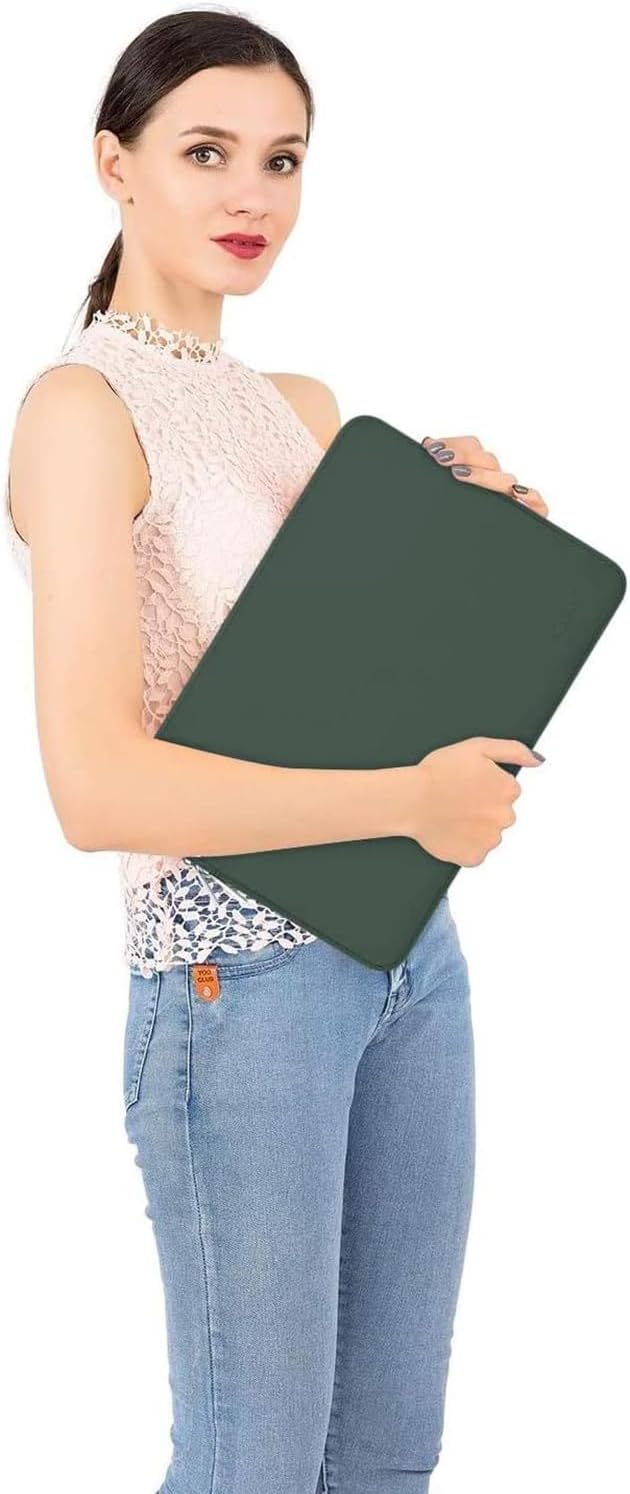 Alt View 1. mosiso - 13 inch Neoprene Laptop Sleeve with Small Accessory Pouch - Midnight Green.