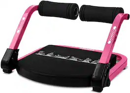 Pyle - Squatz Ab Machine for Stomach Workout – Core & Sit-Up Exercise Equipment with 3 Resistance Levels for Home Gym - Pink