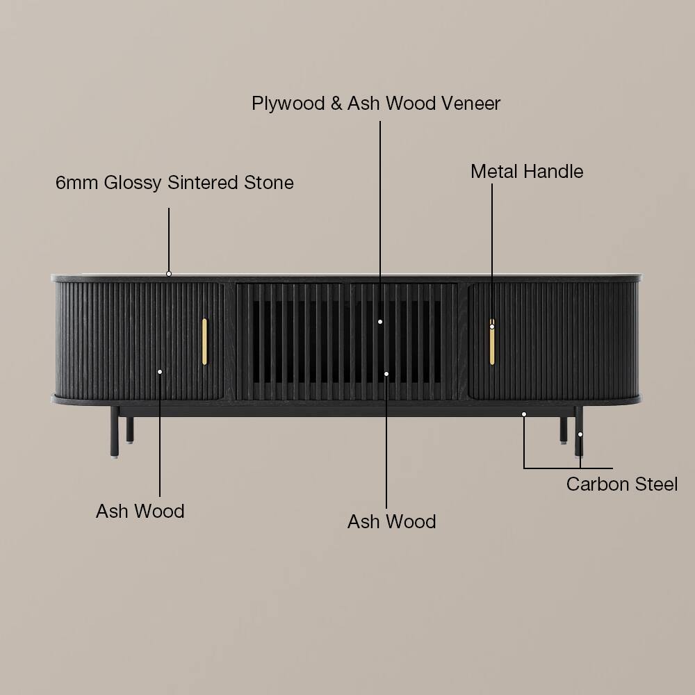 Plywood & Ash Wood Veneer  
6mm Glossy Sintered Stone  
Metal Handle  
Ash Wood  
Ash Wood  
Carbon Steel