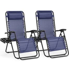 Anysun - 2-Pack Zero Gravity Lounge Chairs - Outdoor Patio Folding Recliners with Pillow & Cup Holder for Pool/Beach - Blue