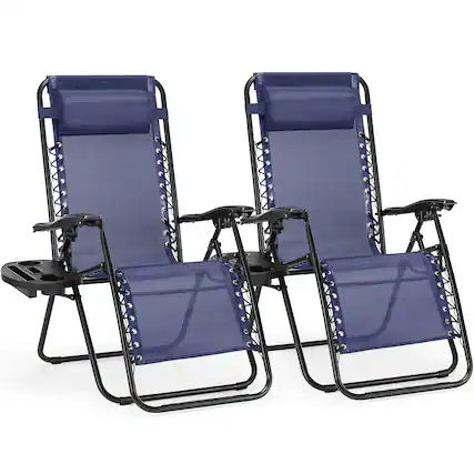 Front. Anysun - 2-Pack Zero Gravity Lounge Chairs - Outdoor Patio Folding Recliners with Pillow & Cup Holder for Pool/Beach - Blue.