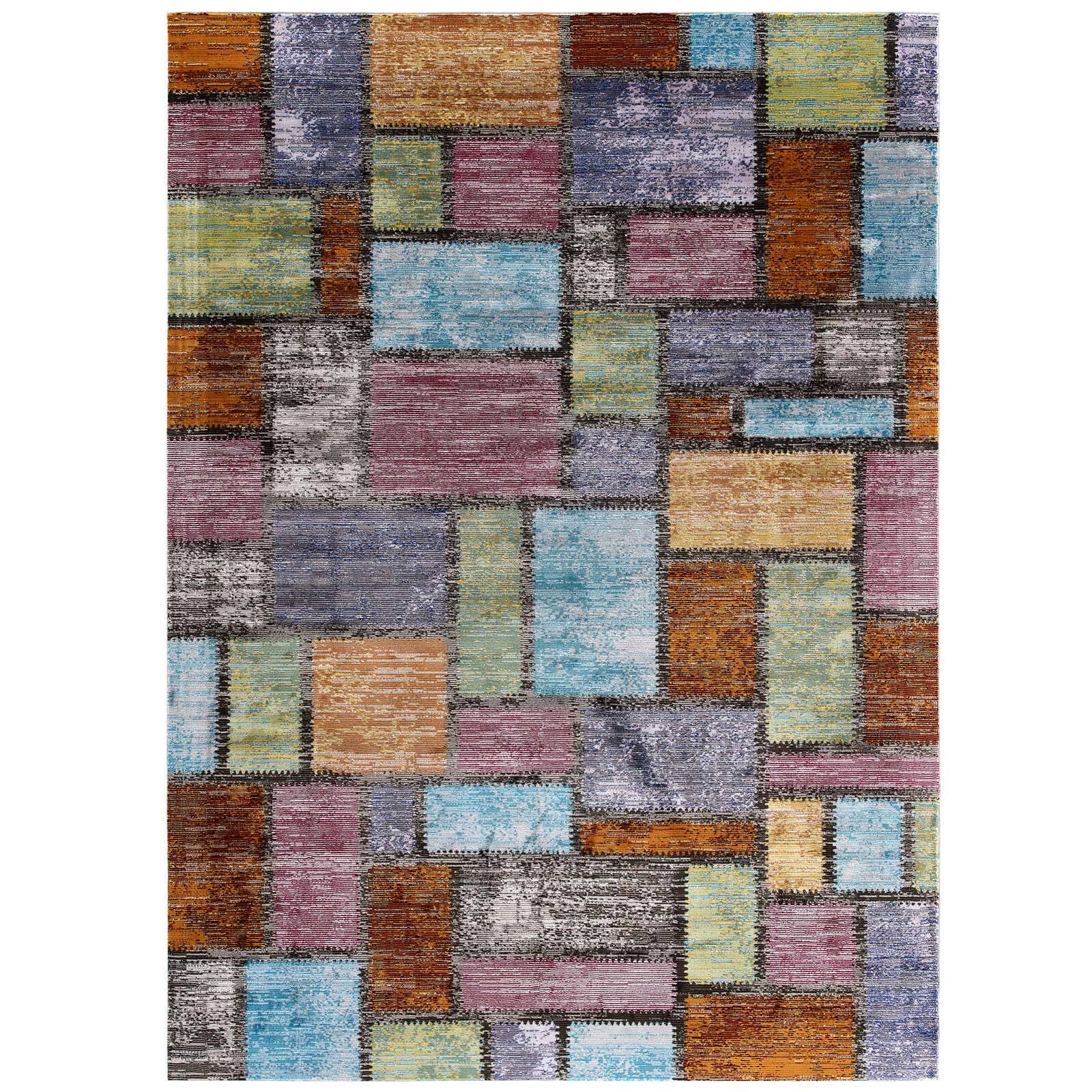 Angle. Modway - Success Nyssa Abstract Geometric Mosaic Area Rug - Multicolored.