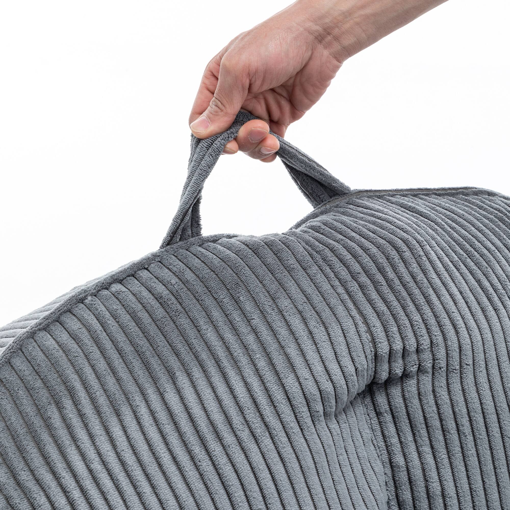 Alt View 9. GOODSILO - Large Corduroy Bean Bag Sofa Chair with Armrests for Living Room and Bedroom Comfort - Dark Gray.