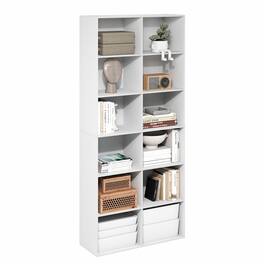 Furinno - BASIC Book Shelf, 12-Cube Bookshelf, Open Shelf Bookcase, Cube Storage Organizer, for Living Room, Home Office - Plain White