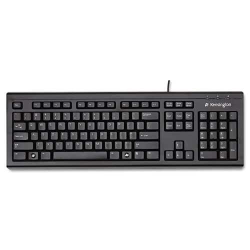 Kensington - K64370A Keyboard for Life Slim Spill-Safe Keyboard, 104 Keys - Black