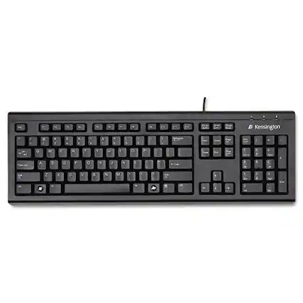 Front. Kensington - Kensington K64370A Keyboard for Life Slim Spill-Safe Keyboard, 104 Keys - Black - Black.