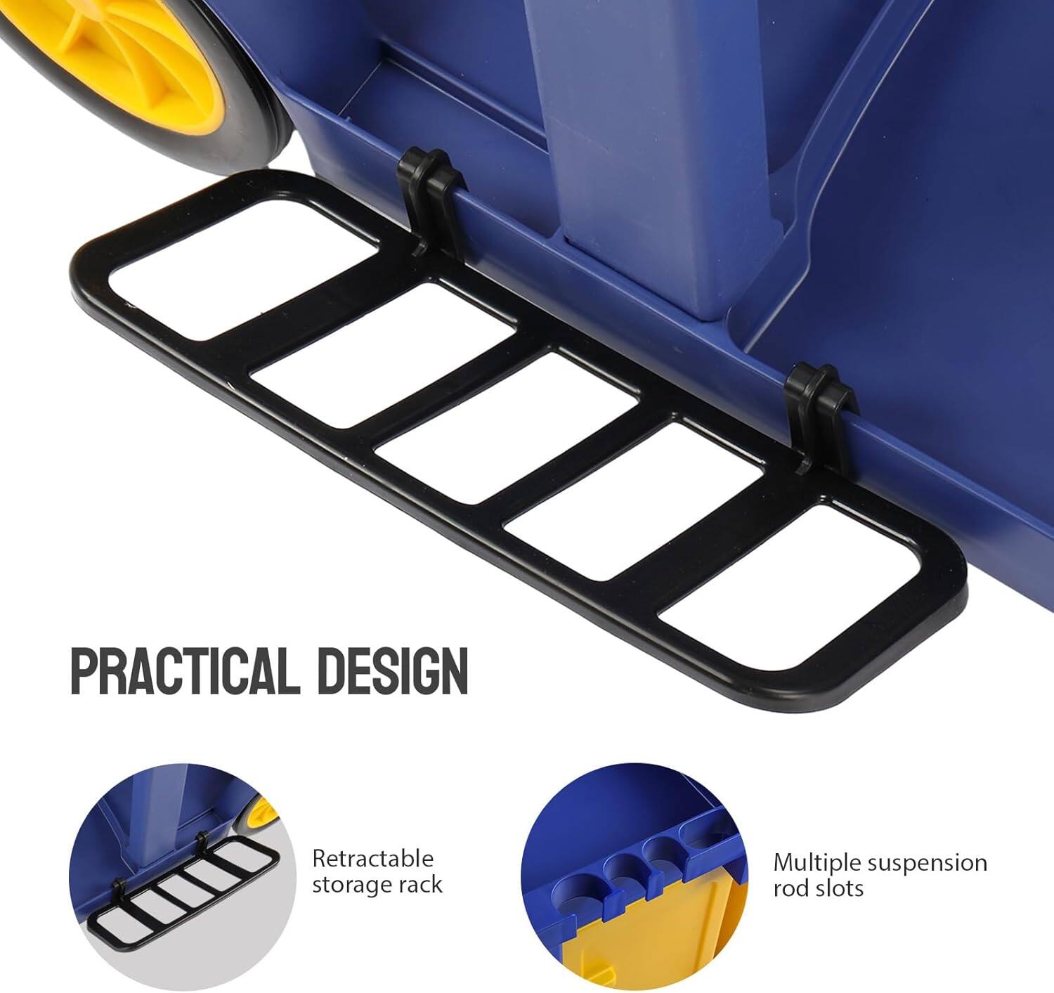 PRACTICAL DESIGN

- Retractable storage rack
- Multiple suspension rod slots