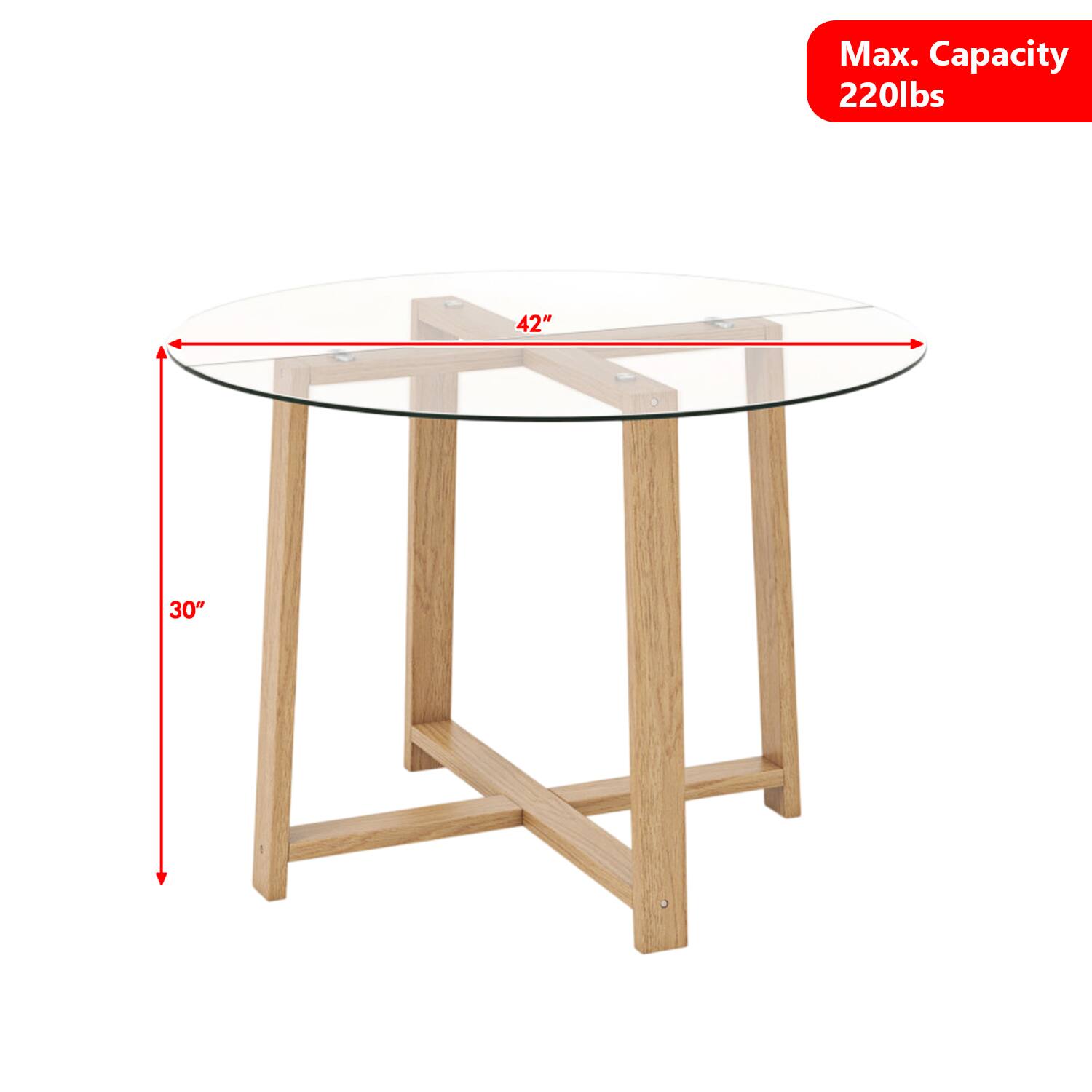 Max. Capacity 220lbs  
42"  
30"