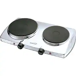 Brentwood - TS-372 Electric Twin Burner - Chrome, Stainless Steel