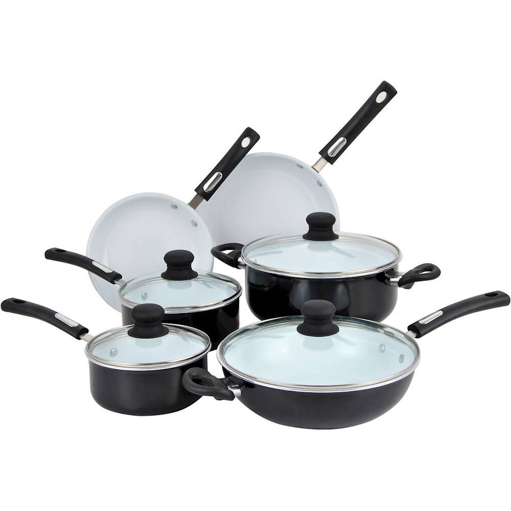 Best Buy: Hamilton Beach 10-Piece Cookware Set Black And White HAC601