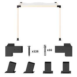 Outsunny - Kit, 15° Slanted Pergola Bracket Kit with 3-Way Brackets, Post Bases