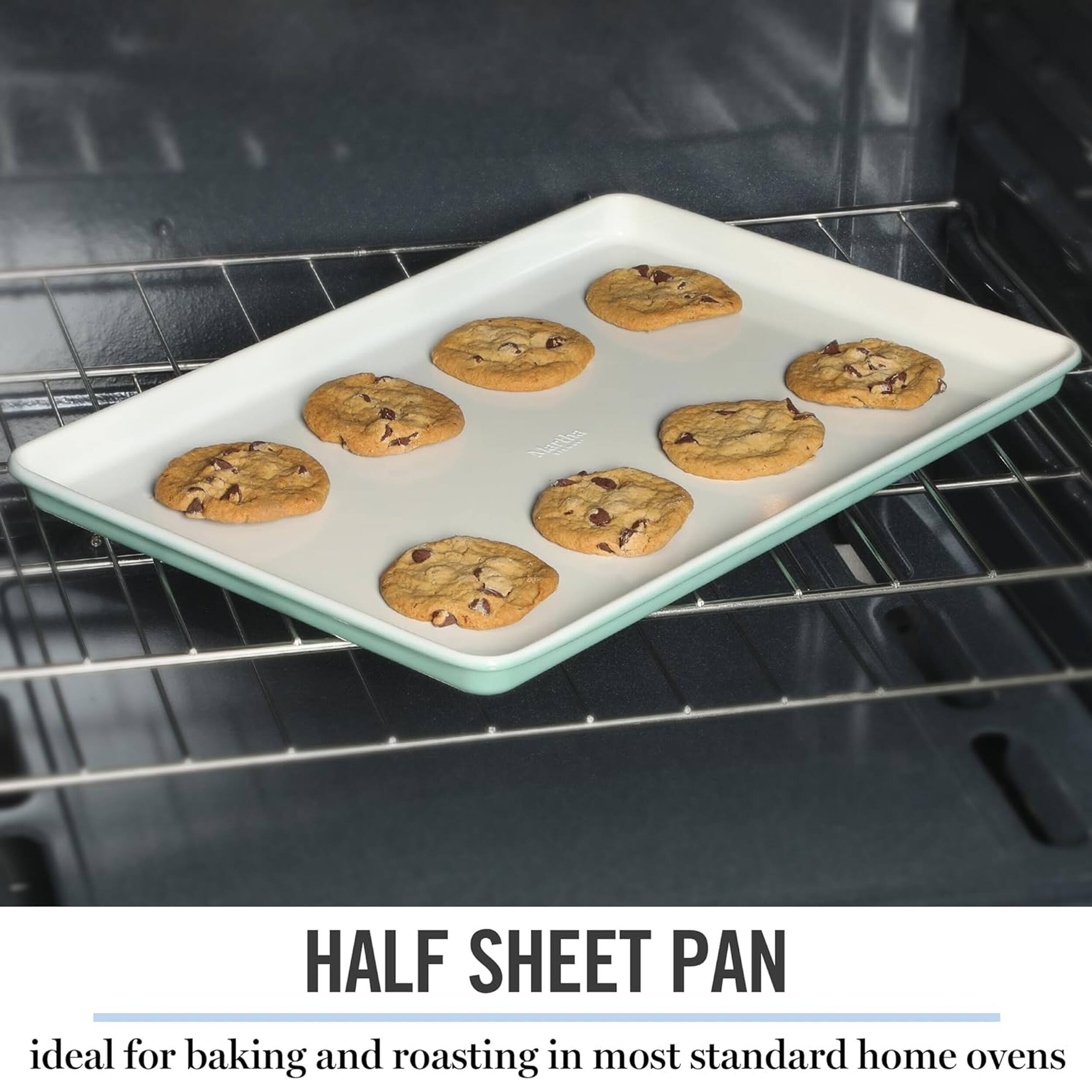 Half Sheet Pan: Ideal for baking and roasting in most standard home ovens.