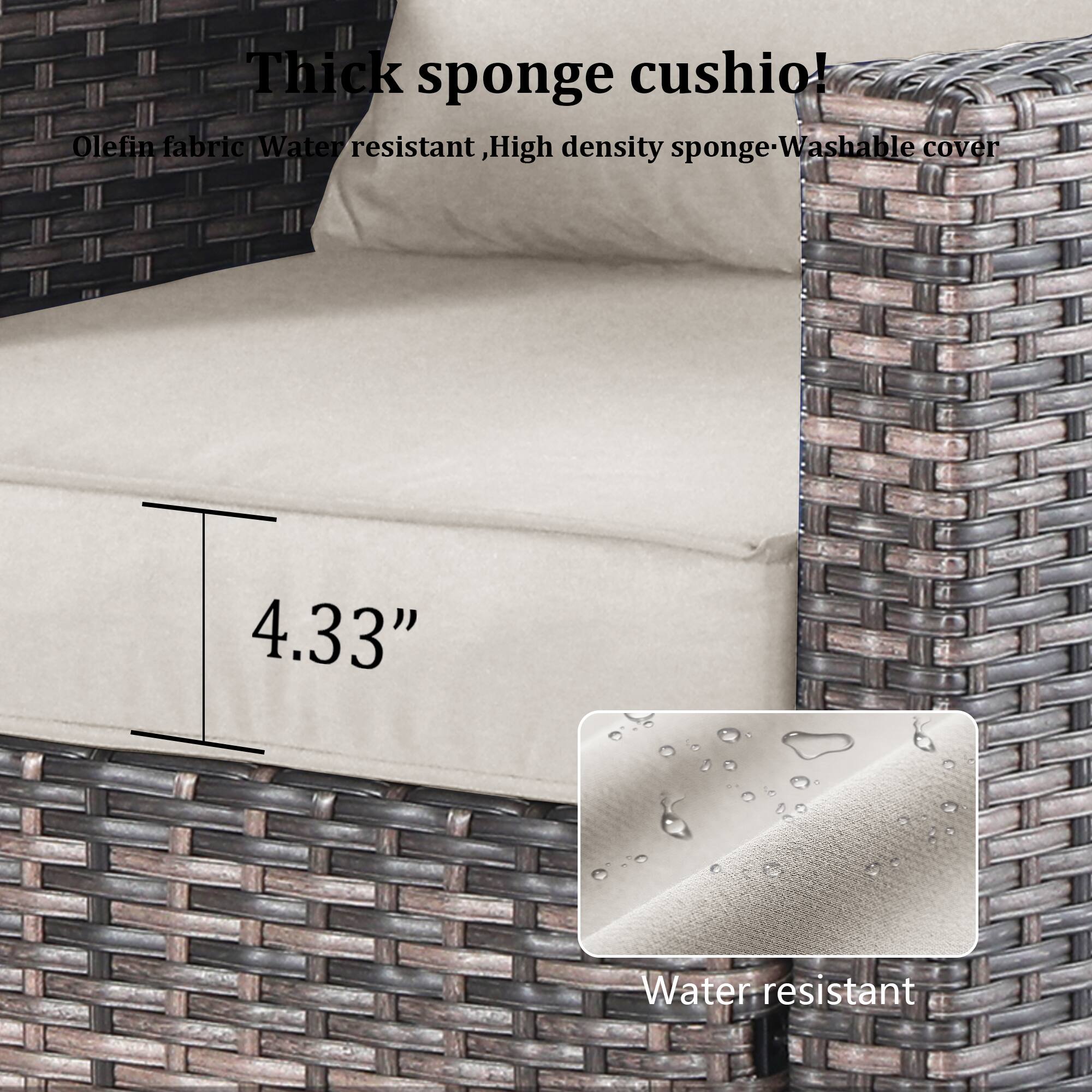 Thick sponge cushion!

Olefin fabric, Water resistant, High density sponge, Washable cover

4.33"

Water resistant