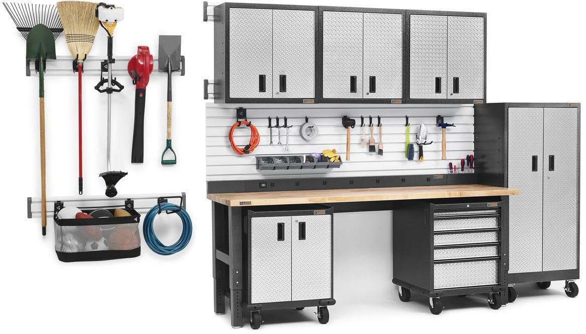 Alt View 11. Gladiator - 8' Adjustable Height Hardwood Workbench - Hammered Granite.