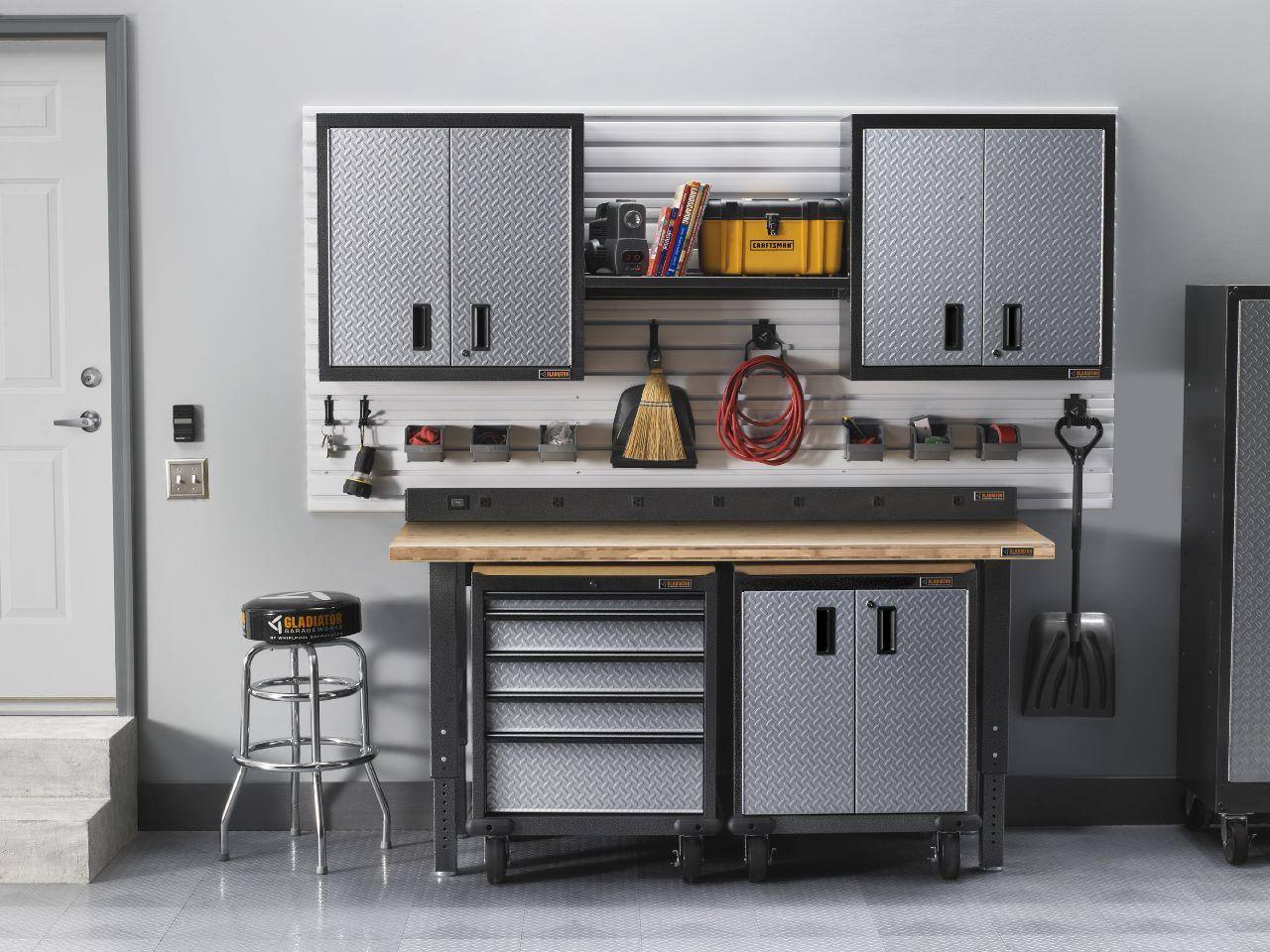 Alt View 11. Gladiator - 6' Adjustable Height Hardwood Workbench - Hammered Granite.