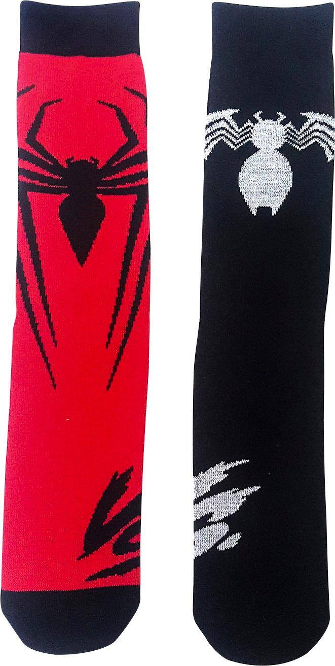 Marvel - Spiderman vs Venom Crew Socks (2-Pack) - Red and Black - Larger Front