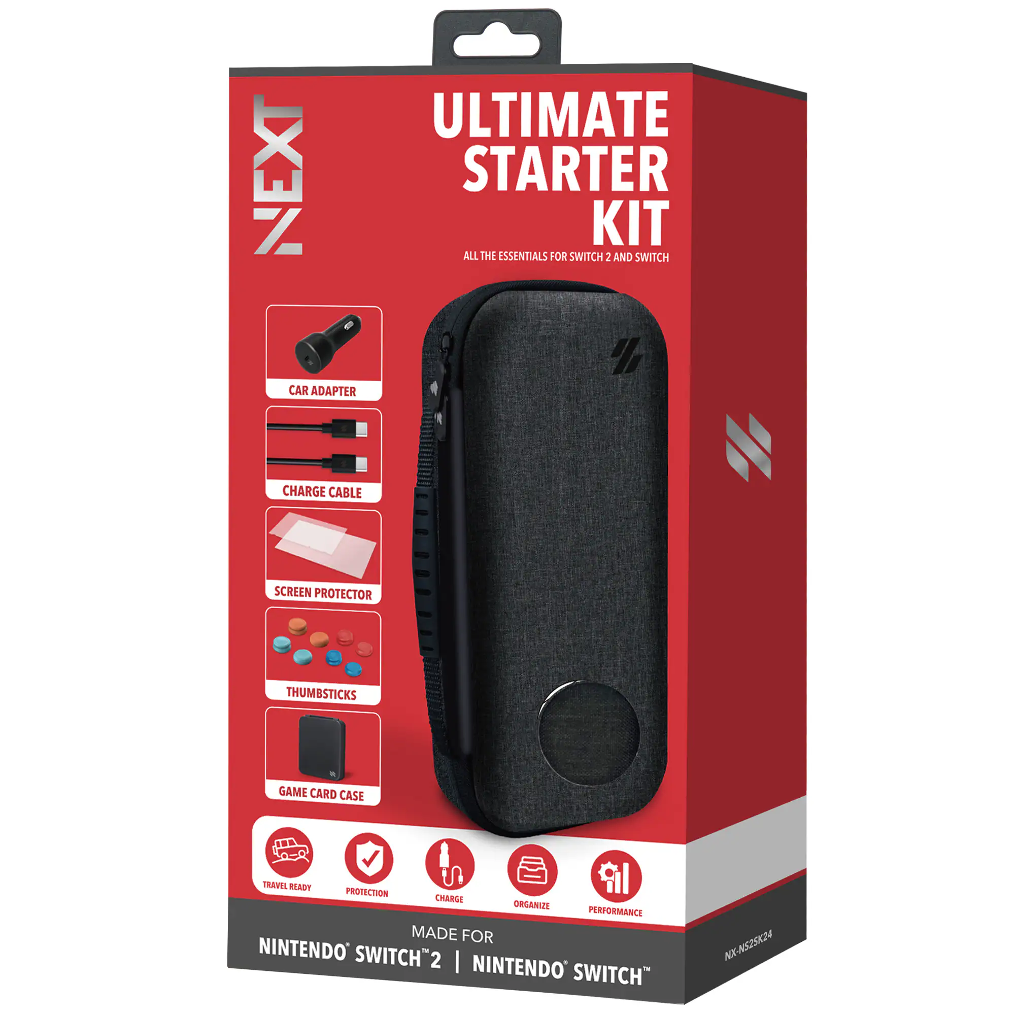 NEXT ULTIMATE STARTER KIT
ALL THE ESSENTIALS FOR SWITCH 2 AND SWITCH
- CAR ADAPTER
- CHARGE CABLE
- SCREEN PROTECTOR
- THUMBSTICKS
- GAME CARD CASE
TRAVEL READY
PROTECTION
CHARGE
ORGANIZE
PERFORMANCE
MADE FOR
NINTENDO SWITCH 2 | NINTENDO SWITCH
MK-N2522K2A