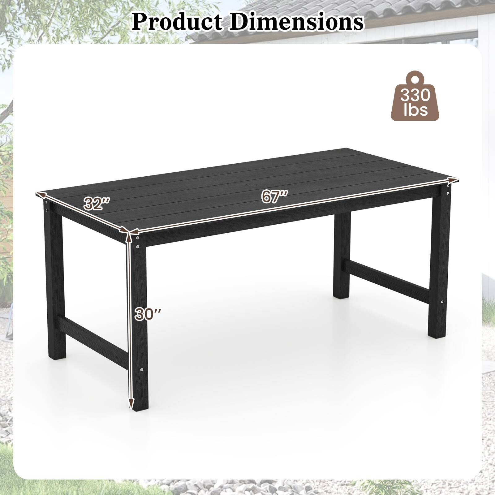 Product Dimensions  
330 lbs  
32" x 67" x 30"