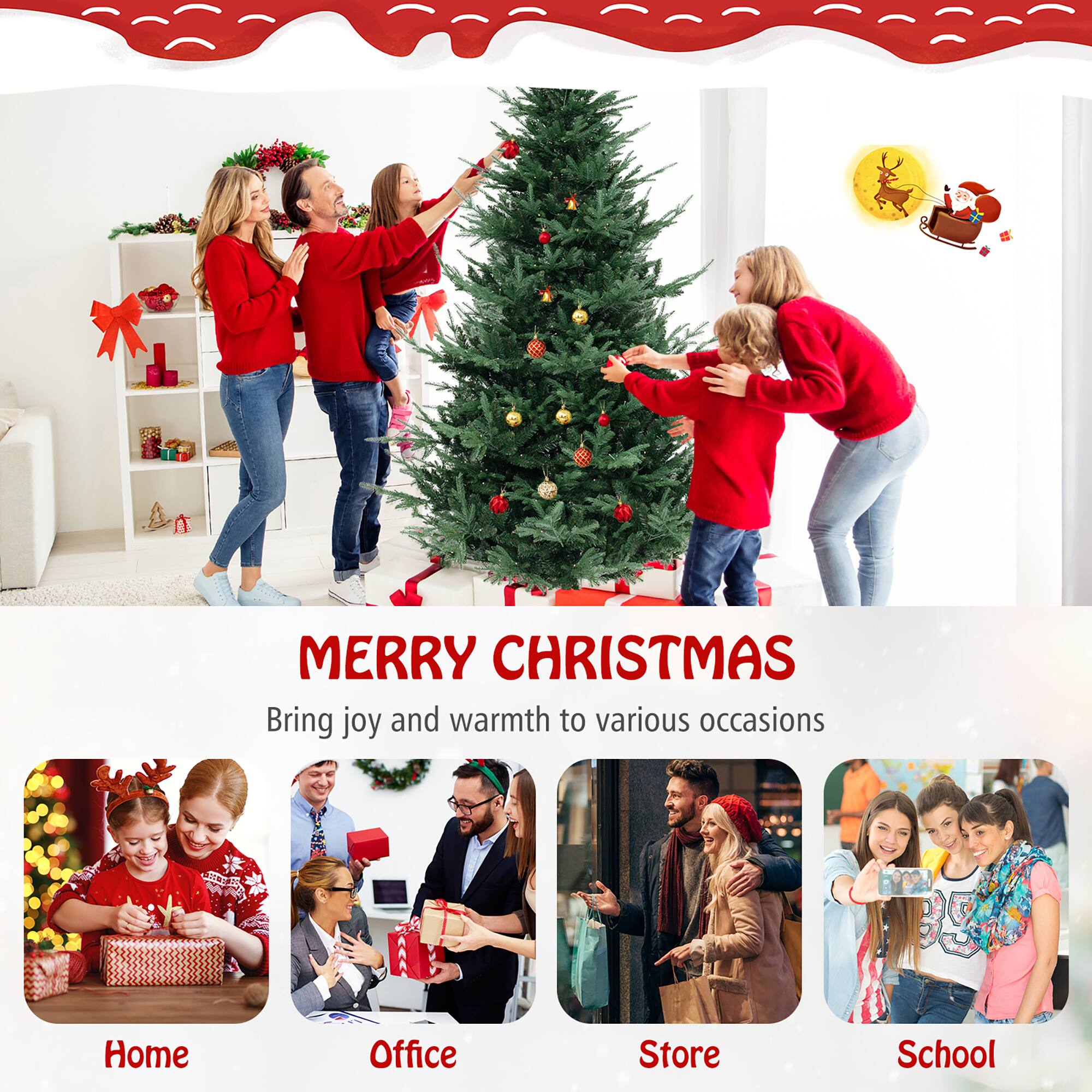 MERRY CHRISTMAS  
Bring joy and warmth to various occasions  

Home  
Office  
Store  
School