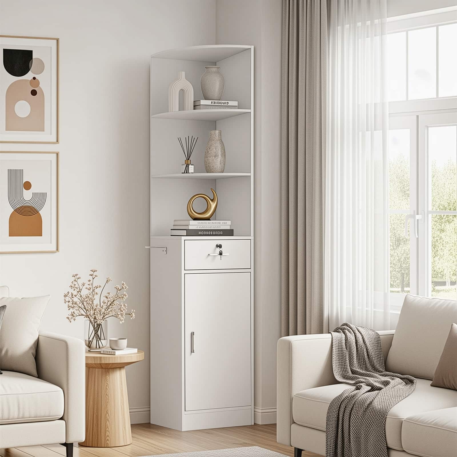 Winado Salon Corner Storage Cabinet Wall Mount Salon Station with