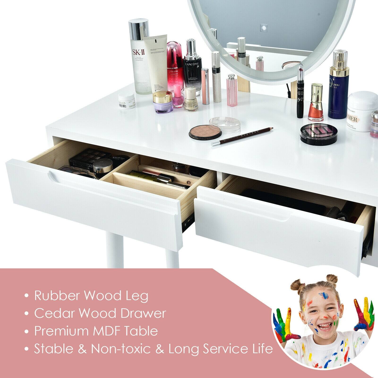 SK-II, ANCOMI F 102, y2, Rubber Wood Leg, Cedar Wood Drawer, Premium MDF Table, Stable & Non-toxic & Long Service Life