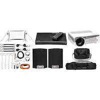 Backyard Theater Systems - Savi 720p LED Projector with SilverScreen Recreation Series Theater System - White - Front_Zoom