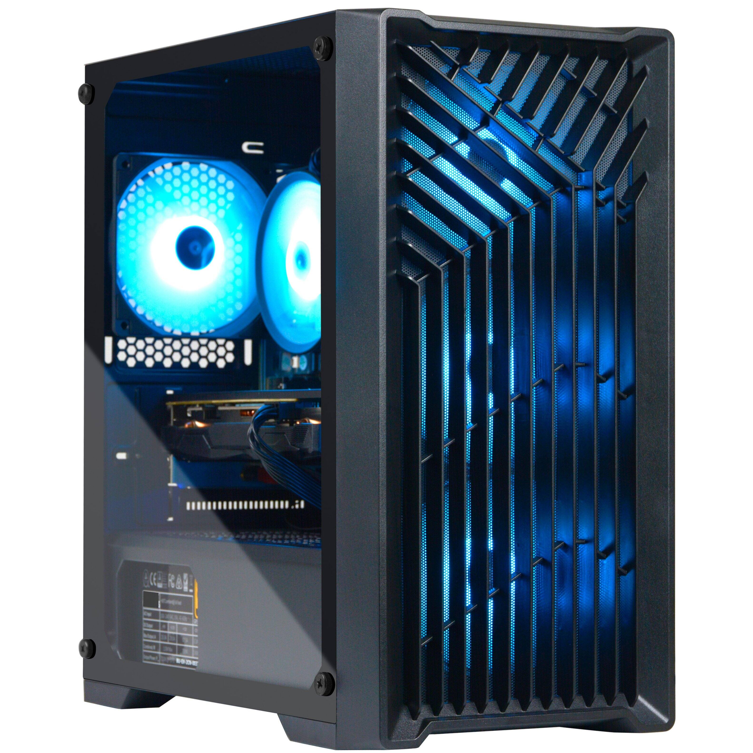 Angle. Blackout Computers - Eclipse V2 - Gaming Desktop - Intel Core i7 - AMD RX 580 8GB - 16GB Memory - 1TB PCIE 3.0 SSD - Windows 11 Pro - RGB VR - Matte Black.