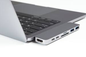 HyperDrive - USB Type-C Hub for Select Apple MacBook Laptops - Space Gray - Front_Zoom