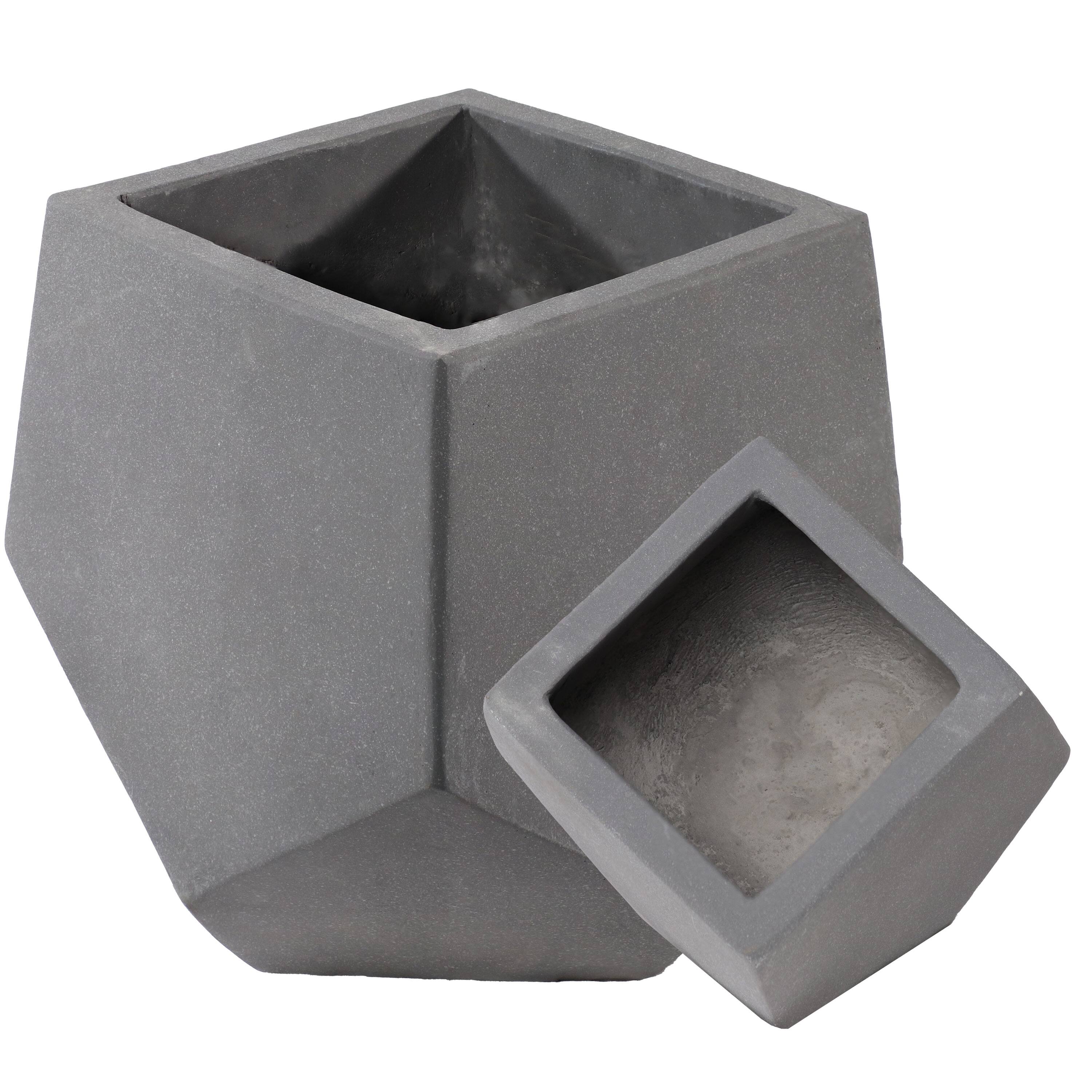 Alt View 4. Sunnydaze - 2-Piece Square-Top Cement Planters - Moondust.