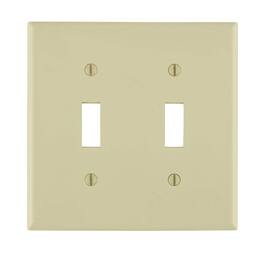 Leviton - 2-Gang Toggle Device Switch Wallplate, Standard Size, Thermoplastic Nylon, Device Mount, 80709-I - White