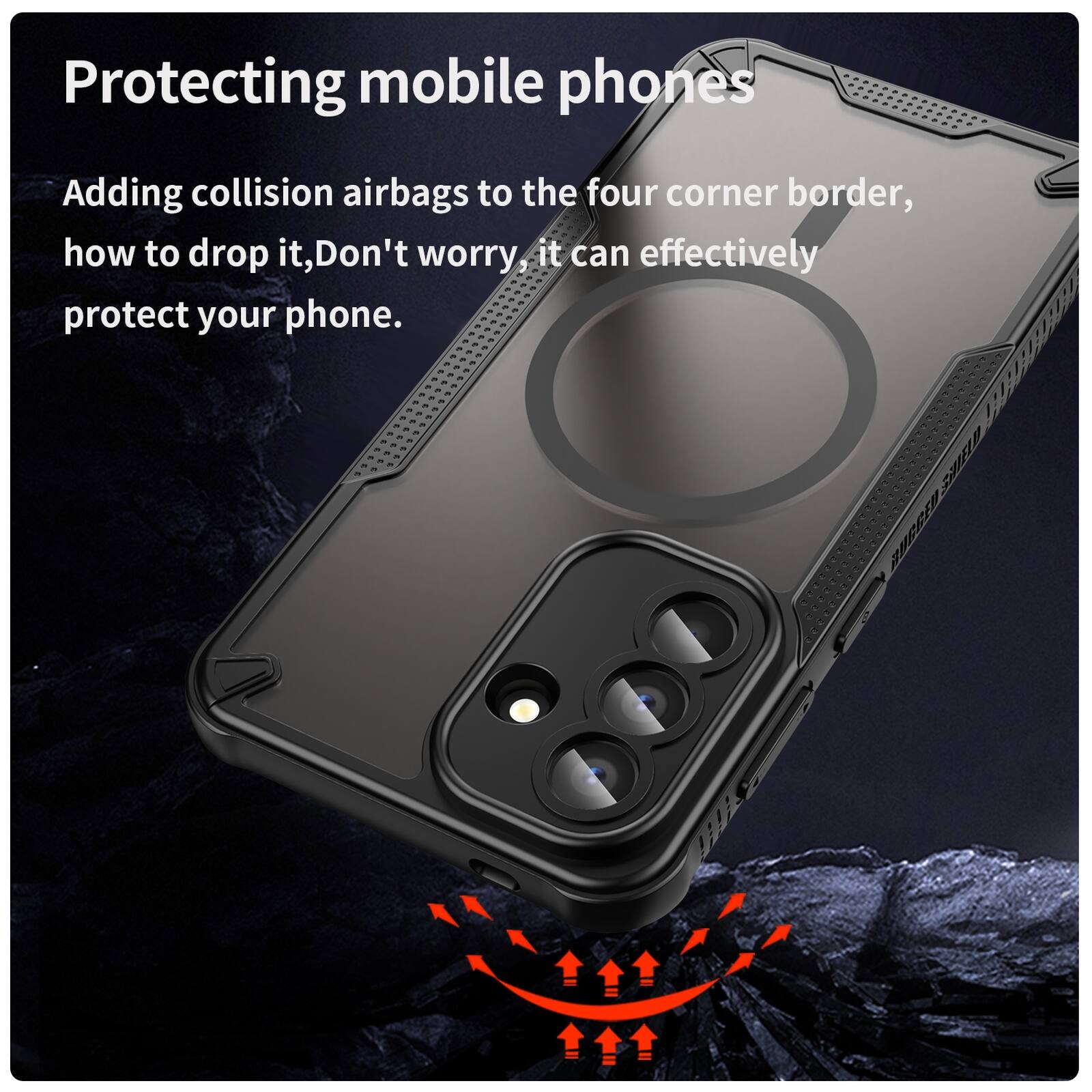 Protecting mobile phones

Adding collision airbags to the four corner border, how to drop it, Don't worry, it can effectively protect your phone.