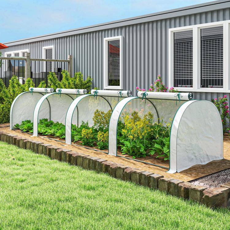 Alt View 9. PULUZ - Mini Greenhouse, Portable Greenhouse with 4 Roll-Up Doors, PE Cover - White.