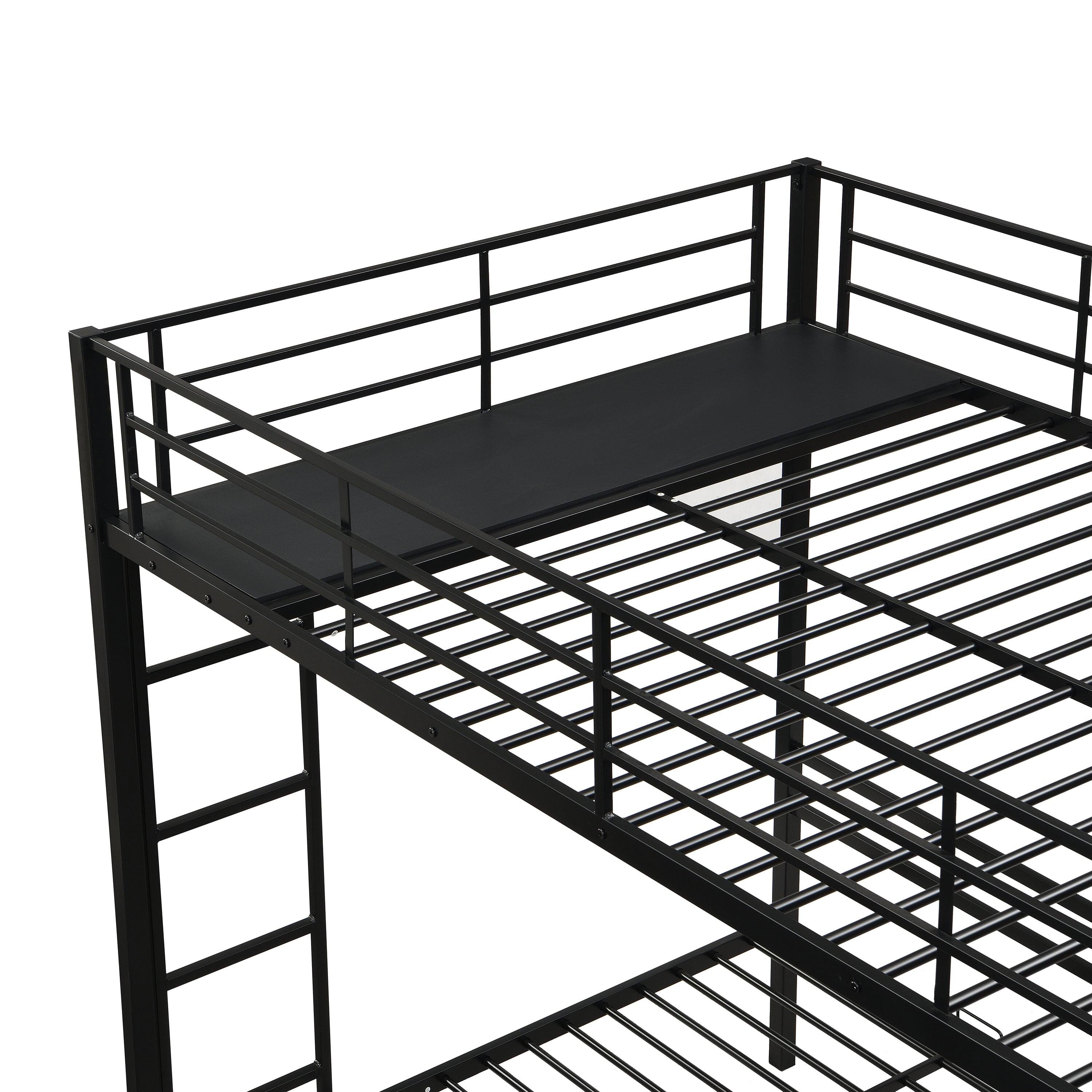 Alt View 9. Boyel Living - Full Over Twin Over Twin Metal Triple Bunk Bed with Vertical Ladder and Safety Rails - Black.