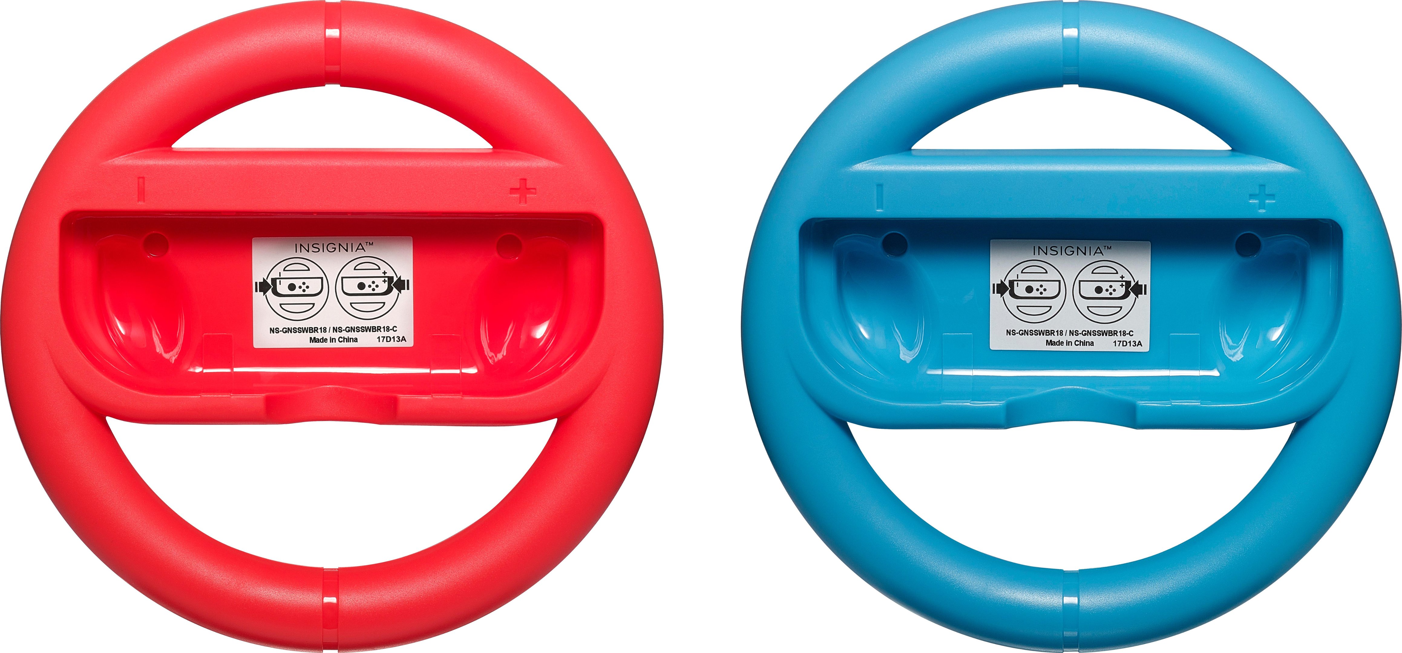 Back View: Insignia™ - Joy-Con Wheel for Nintendo Switch (2-Pack) - Neon red/Neon Blue