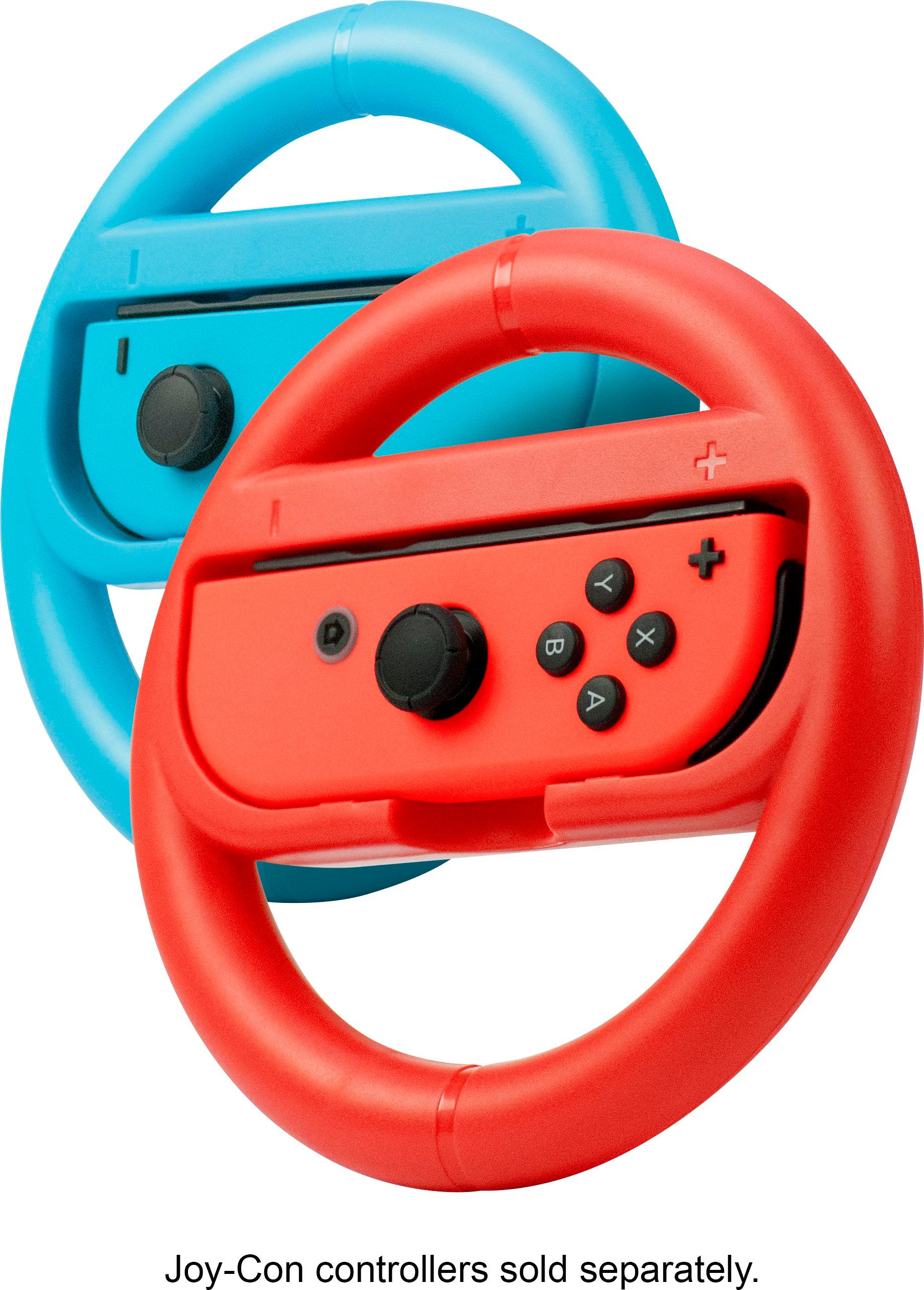 Angle View: Insignia™ - Joy-Con Wheel for Nintendo Switch (2-Pack) - Neon red/Neon Blue