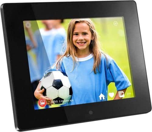 Aluratek - 8" LCD Wi-Fi Digital Photo Frame - Black - Angle