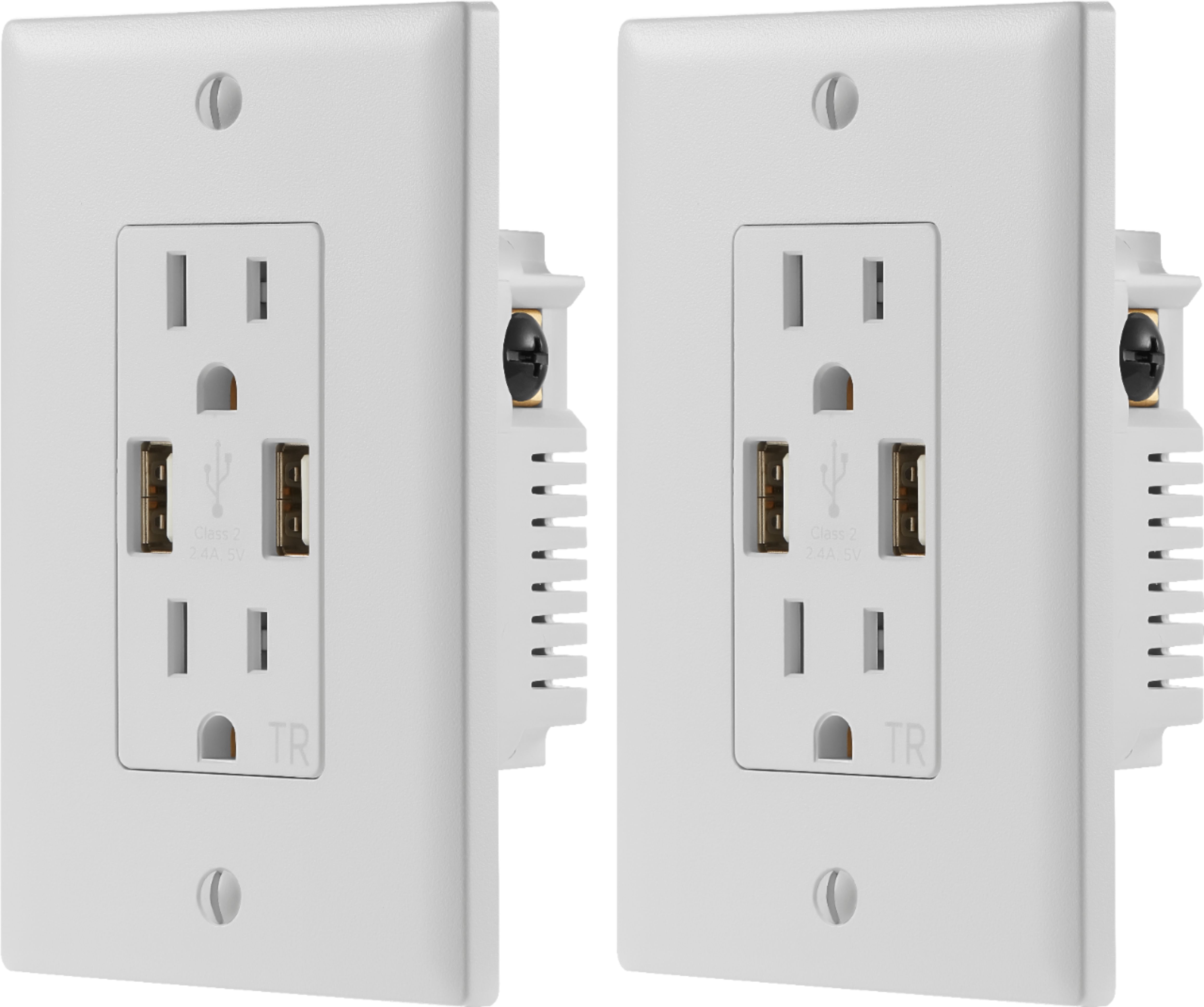 Dynex™ - 2.4A USB Wall Outlet (2-Pack) - White