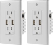Front. Dynex™ - 2.4A USB Wall Outlet (2-Pack) - White.