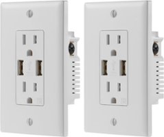Dynex™ - 2.4A USB Wall Outlet (2-Pack) - White - Front_Zoom
