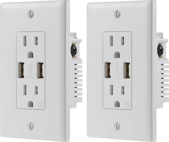 Front Zoom. Dynex™ - 2.4A USB Wall Outlet (2-Pack) - White.